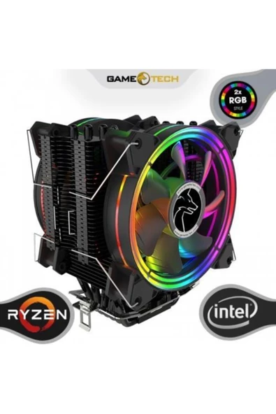 OEM Gametech Freezer Pro Hd120 2x Rgb Işık 6x Bakır Kule Tipi Işlemci Fanı ürün görseli 1