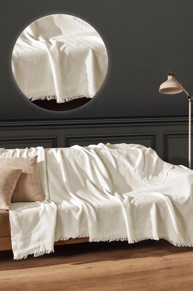 LİZA COTTON 170 X 200 Cm, Pamuk Kaymaz Koltuk Çekyat Örtüsü, Tv Battaniyesi, Tek Kişilik Pike ürün görseli 1