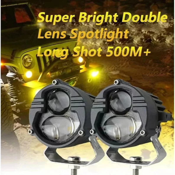 Offroad sis lambası sarı beyaz 25W+25W  12-60V set 6.8x6.8x7cm   /  LASS388 ürün görseli 1