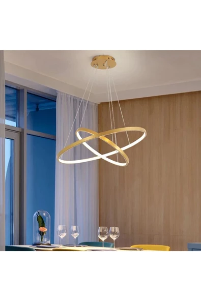 Gold / Ada / 60-40 cm / 3 Renk Işık / Sarkıt Avize / 3 Yıl Garant ürün görseli 1