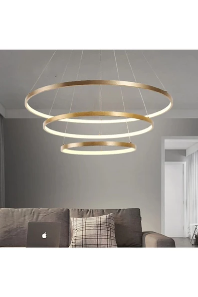 Gold / Oxygen / 80-60-40 cm / 3 Renk Işık / Sarkıt Avize - Resim 3