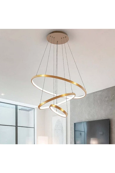 Gold / Oxygen / 80-60-40 cm / 3 Renk Işık / Sarkıt Avize - Resim 4
