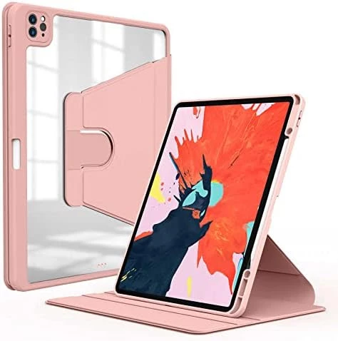 Apple iPad Pro 12.9 2020 (4.Nesil) Kılıf Pembe Zen Dönebilen Standlı Tablet Kılıf Kapak Orijinal Esnek Dayanıklı Darbe Karşıtı Koruyucu Yeni Nesil Tasarım ürün görseli 1