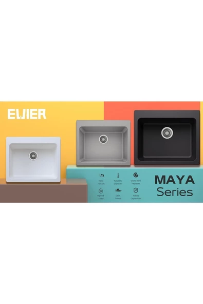 EVIER Granit Evye Maya Series White (Beyaz) - Resim 3