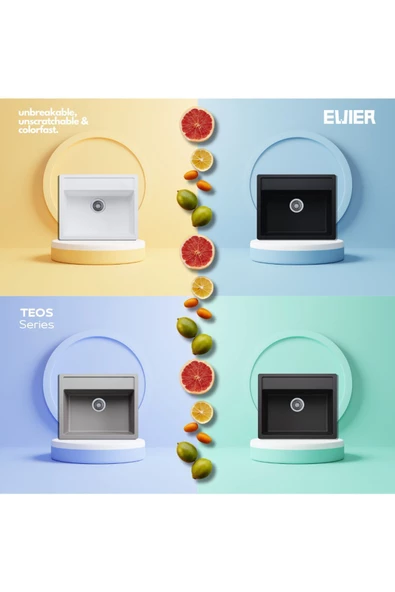 Evıer Granit Evye Teos Series White (Beyaz) - Resim 2