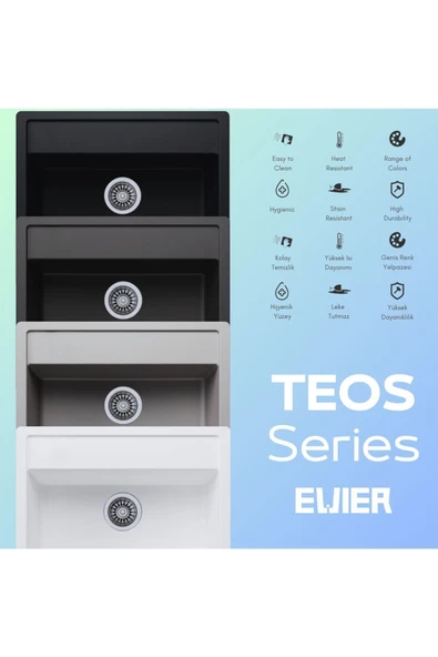 EVIER Granit Evye Teos Series Antrasite (Antrasit) - Resim 3