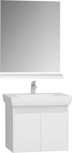 VitrA Step 65 Cm Demonte Banyo Dolabı Seti Beyaz (Lavabo Dolabı+Ayna+Raf) ürün görseli 1