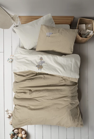 Cotton Box Cuddly Nakışlı Bebek Nevresim Takımı Lamp Bej ürün görseli 1