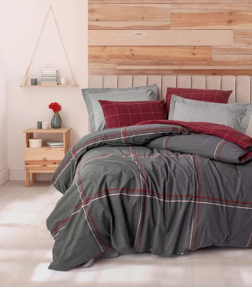 Cotton Box Warm Flanel Tek Kişilik Nevresim Takımı Sento Gri ürün görseli 1