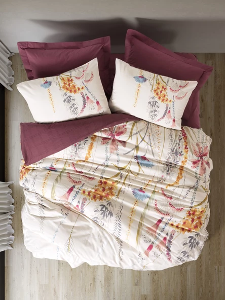 Cotton Box Tek Kişilik Nevresim Takımı Flos Bordo ürün görseli 1
