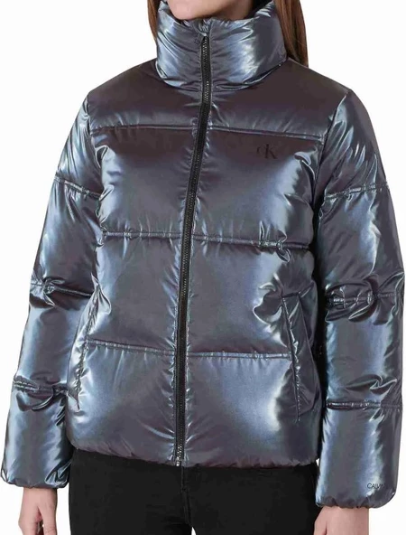 Calvin Klein Iridescent Stand Collar Kadın Puffer Mont ürün görseli 1