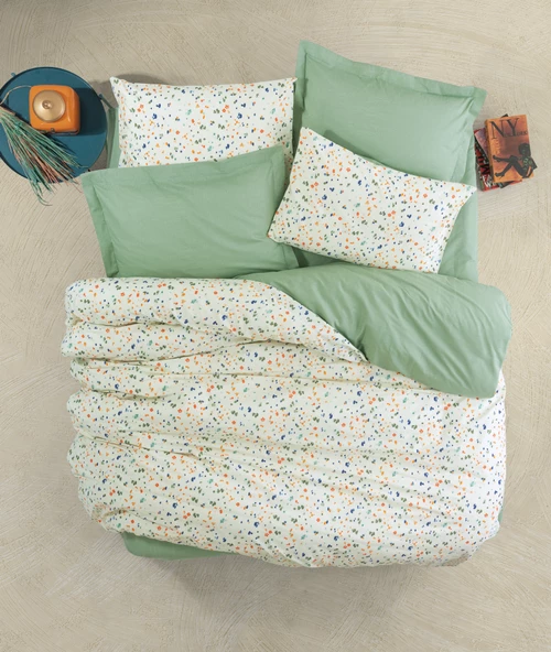 Cotton Box Petite Tek Kişilik Lastikli Çarşaflı Nevresim Takımı Lola Yeşil ürün görseli 1