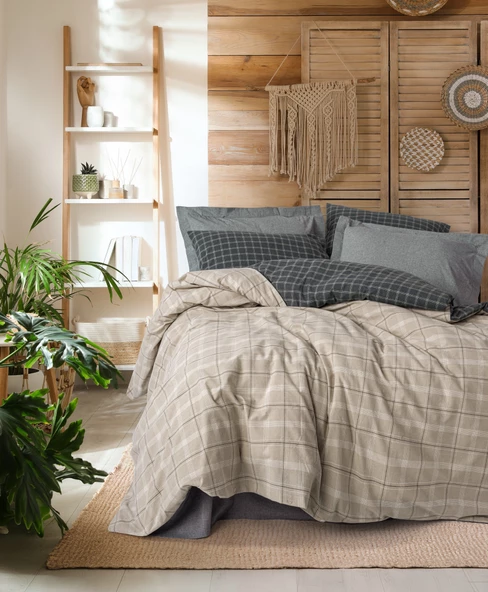 Cotton Box Warm Flanel Çift Kişilik Nevresim Takımı Siiras Gri ürün görseli 1