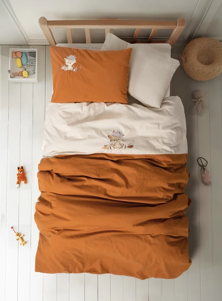 Cotton Box Cuddly Nakışlı Bebek Nevresim Takımı Clever Bej ürün görseli 1