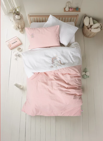 Cotton Box Cuddly Nakışlı Bebek Nevresim Takımı Bonic Beyaz ürün görseli 1