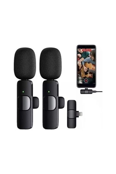 Daytona K9L2/iphone Telefon Için 2'li Yakamikrofon Kablosuz (giriş:lightning Alıcı - çıkış:2'mikrofon ürün görseli 1