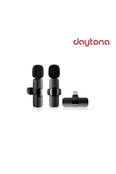 Daytona K9/t2 Type-c Wireless (kablosuz Mikrofon) Tak Çalıştır Android Telefon Çiftli Yaka Mikrofonu ürün görseli 1
