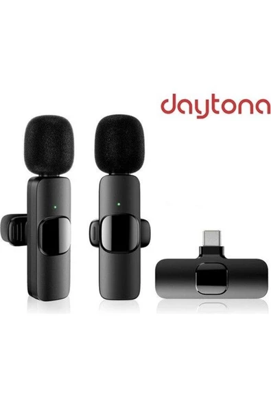 Daytona K9T2 Type-c Telefon Için 2'li Yakamikrofon Kablosuz (GİRİŞ:TİP-C ALICI - ÇIKIŞ:2'MİKROFON) ürün görseli 1
