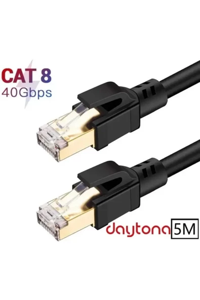 Daytona Cat8 Gıgabıt 40gbps S/ftp 2000mhz Altın Uçlu Yüksek Hızlı Internet Kablosu (5 METRE) A5216 ürün görseli 1