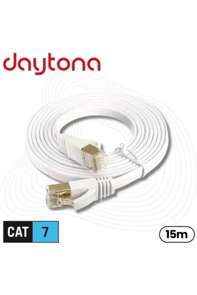 Daytona Cat7 Gigabit Flat Ethernet Rj45 Modem 10gbps 600mhz Internet Kablosu (15 METRE) A4964 ürün görseli 1