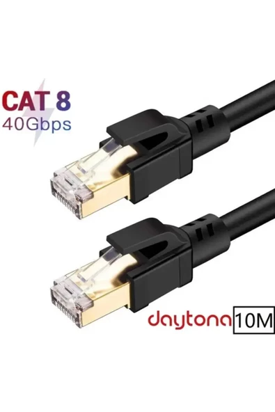 Daytona Cat8 Gıgabıt 40gbps S/ftp 2000mhz Altın Uçlu Yüksek Hızlı Internet Kablosu (10 METRE) A5217 ürün görseli 1