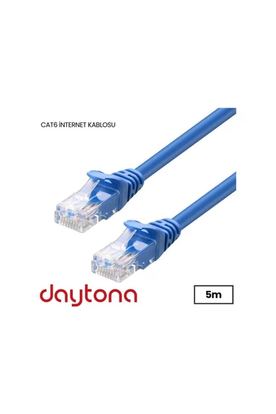 Daytona Cat6 Gigabit Internet Ethernet 10gbps Rj45 Lan Kablosu 5 Metre (2 ADET) A4216 ürün görseli 1