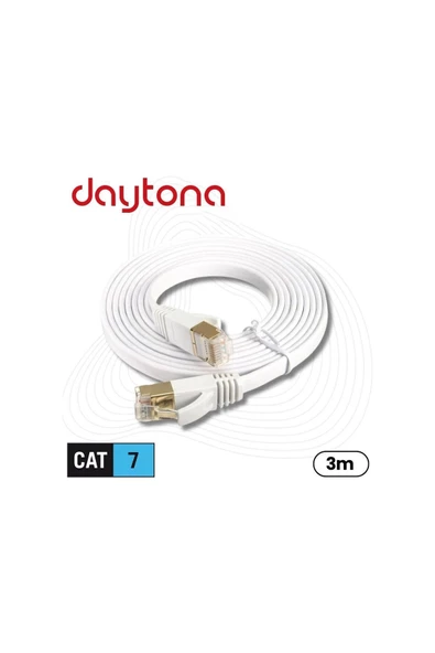 Daytona Cat7 Gigabit Flat Ethernet Rj45 Modem 10gbps 600mhz Internet Kablosu (3 METRE) A4257 ürün görseli 1