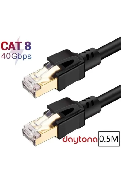 Daytona Cat8 Gıgabıt 40gbps S/ftp 2000mhz Altın Uçlu Yüksek Hızlı Internet Kablosu (0,5 METRE) A5213 ürün görseli 1