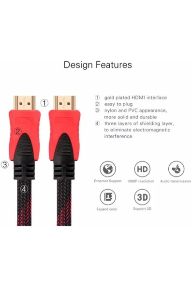 Daytona A4877 4K HDMI Kablosu 1.4b Ethernet Destekli 3D HDMI Görüntü Kablosu (15 Metre) - Resim 5