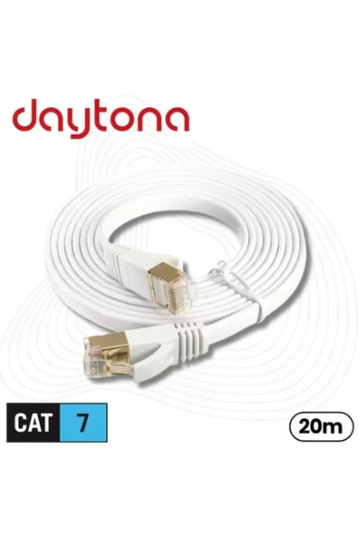 Daytona Cat7 Gigabit Flat Ethernet Rj45 Modem 10gbps 600mhz Internet Kablosu (20 METRE) A4453 ürün görseli 1