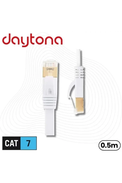 Daytona Cat7 Gigabit Flat Ethernet Rj45 Modem 10gbps 600mhz Internet Kablosu (0.5 METRE) A4980 ürün görseli 1