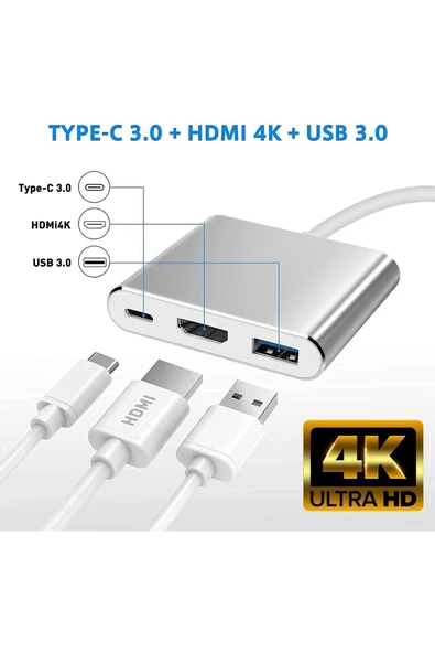 Daytona Cf01 Macbook Uyumlu 4k Type C To 3 Portlu Hdmı - Usb - Type-c Çevirici Adaptör ürün görseli 1