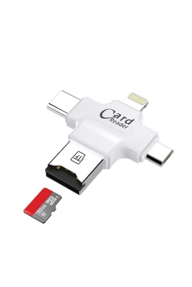 Daytona Hc05 4in1 Type-c Lightning Usb-a Microsd Kart Okuyucu Adaptör - Beyaz ürün görseli 1