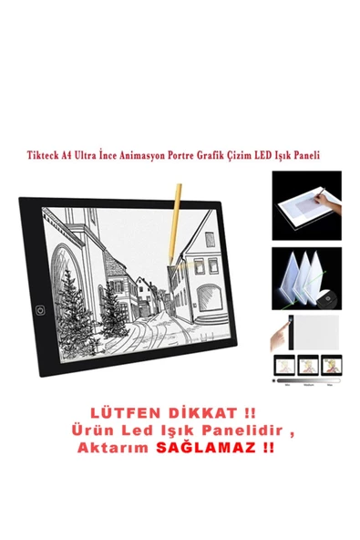 Tikteck A4 Led Ultra Ince Animasyon, Çizgi Film, Portre, Dövme Grafik Çizim Tableti ürün görseli 1