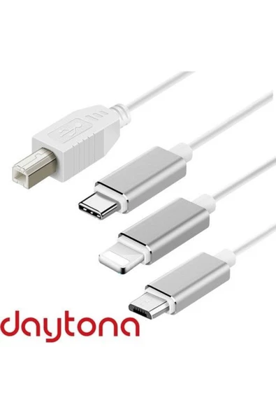 Daytona Ads-501 3ın1 Usb B To Micro-lightning-type-c Telefon Bilgisayar Tablet Için Piyano Mıdı OrgADS-501 3ın1 USB To Micro-Lightning-Type-C Mıdı Org Piyano Konnektörü Çevirici Otg Kablo ürün görseli 1