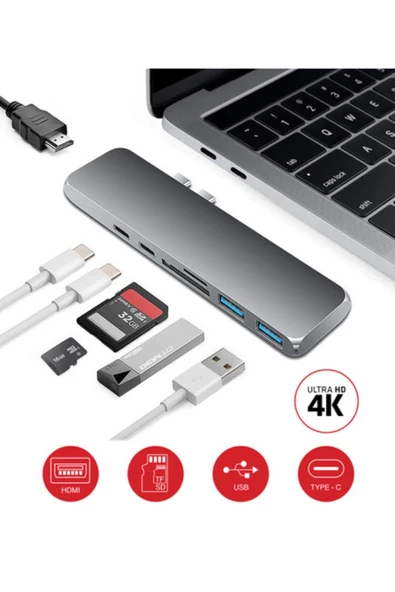 Daytona Macbook Fc03 Uyumlu 7in2 Type-c Hd 4k Card Reader & Hub ürün görseli 1