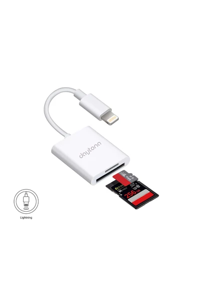 Daytona Nk-1022 Lightning To Sd Card Camera Reader Kablo Iphone Sd Micro Okuyucu Kablo Adaptör-beyaz ürün görseli 1