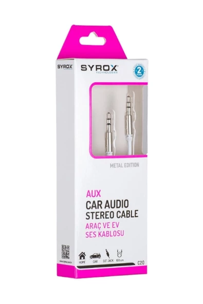 SYROX C20 Aux Araç Ve Ev Ses Kablosu Syrox C20 Aux Araç Ve Ev Ses Kablosu ürün görseli 1