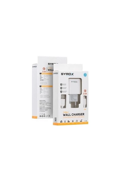 SYROX J48 (Yeni) Syrox J48 Type-C Girişli 2.6 Amper Hızlı Şarj Aleti ürün görseli 1