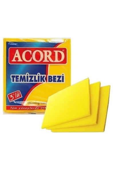 ACORD 3 Lü Temizlik Bezi Sarı Bez Çok Amaçlı 35X38 504 ürün görseli 1