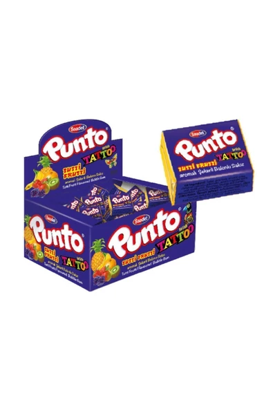 SAADET Punto Sakız Tutti Frutti Dövmeli Sakız 100 Adet ürün görseli 1