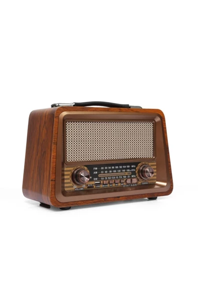 EVERTON RT-810 Gerçek Ahşap Eskitme Bluetooth Hoparlör Mp3 Çalar Müzik Kutusu Nostaljik Radyo ürün görseli 1