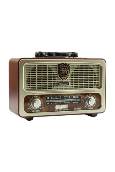 M 111bt Nostaljik Ahşap Retro Fm Radyo Usb Sd Bluetooth ürün görseli 1