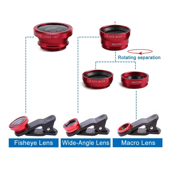 Balık Gözü Lens Fisheye Wide Makro Geniş Açılı Yakın Açılı Telefon Lensi Her Telefona Uyumlu ürün görseli 1