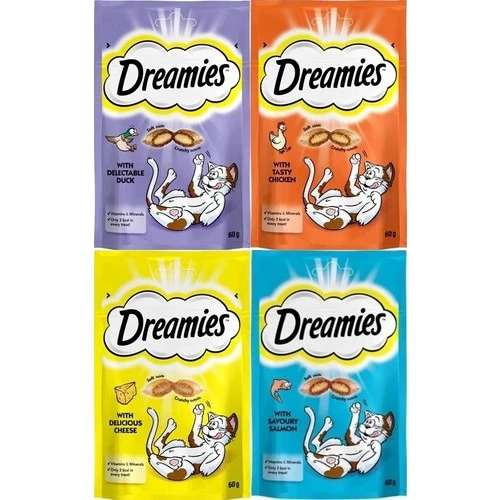 Dreamies Kedi Ödül Maması 4'lü Mix Paket 60 gr x 4 Adet (Ördek, Tavuk, Peynir, Somon) ürün görseli 1