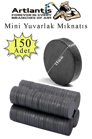 Yuvarlak Mıknatıs Mini 150 Adet 15x3 mm Mini Mıknatıs Seramik Kömür Mıknatıs Nişan Düğün Sünnet Çok Amaçlı Süsleme Mıknatıs ürün görseli 1