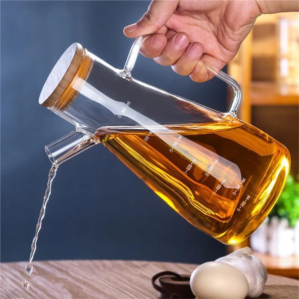 Paçi 900ML Borosilikat Ölçekli Cam Yağdanlık Sirkelik ürün görseli 1