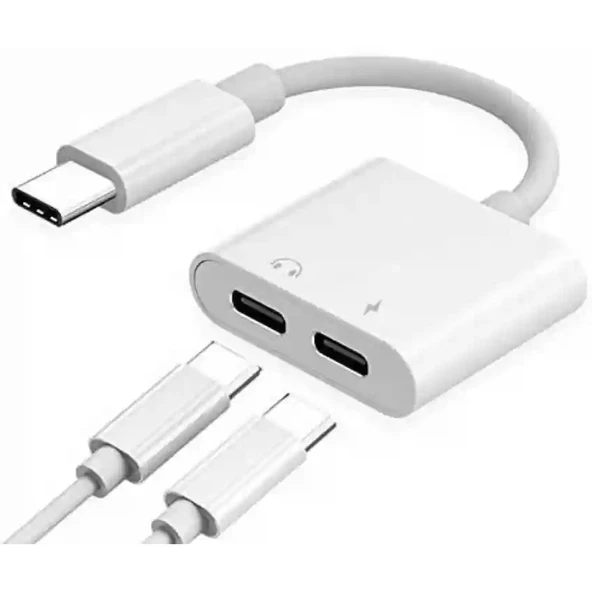 Powerway Type C Uyumlu 2 in 1 Type C Şarj Kulaklık Çevirici ürün görseli 1