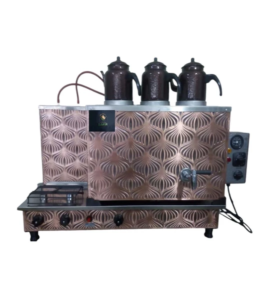 3 Demlikli Bakır Tam Otomatik Çay Kazanı Semazen Model Elektrik+ Tüplü Çay Ocağı Çay Semaveri Çay Makinesi Safir Çay Kazanları ürün görseli 1