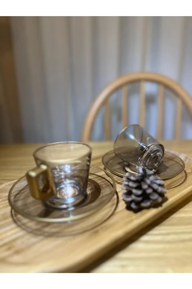 Füme rengi özel 2 kişilik fincan takımı ürün görseli 1